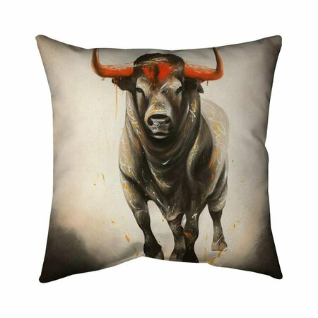 BEGIN HOME DECOR 26 x 26 in. Fierce Bull-Double Sided Print Indoor Pillow 5541-2626-AN282